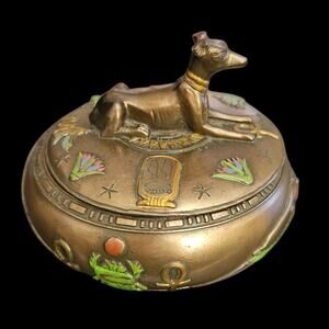 Vintage Egyptian Revival Trinket Box Bastet Cat Eye of Horus Summit Collection